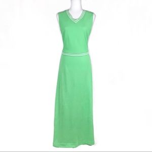 70's mint green ribbed maxi dress Vintage